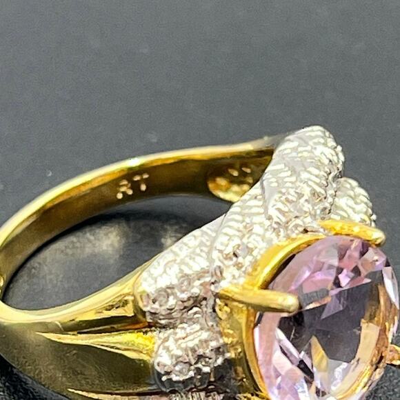 RT 925 Sterling Silver Vermeil Rose de France Amethyst Diamond
Ring Size 7.5 - Picture 7 of 11